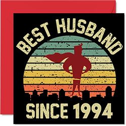 Biglietto di auguri anniversario di matrimonio con scritta in lingua inglese Best Husband Since 1994" con scritta I Love You il 30° anniversario di matrimonio 145mm