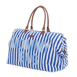 CHILDHOME, Mommy Bag, förvaringsväska, moderskap, resväska, stor kapacitet, förvaringsmatta, justerbar axelrem, fack, isolerad ficka, resväska, blå ränder