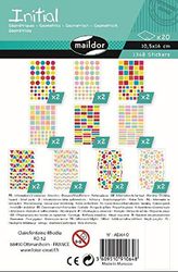 Maildor AE064O Pack Stickers Initial (20 vellen, 10,5 x 16 cm, 1,348 stickers, groot assortiment, ideaal voor kinderen of scholen) kleurrijk