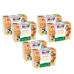 HiPP Pommes Bananes Fruits Rouges Coupelles 4x100g - Lot de 6