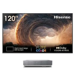 Hisense Laser TV 120" 4K 2023 120L5HA, Schermo anti-riflesso ALR, 2700 lumen, 4K, HDR10, Smart TV VIDAA 6.0, Dolby Vision e Atmos, Apple Airplay 2 & Home Kit, Alexa, tivùsat 4K, Installazione Gratuita