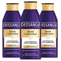 Dessange - Nutri-Corrector Blue Shampoo - För färgat eller blekande blont hår - Kalifornien blond - 250 ml - set om 3