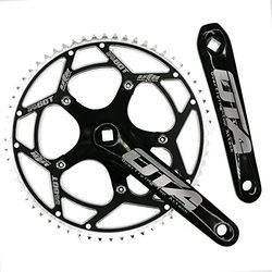 CYSKY Single Speed Crankset Set 60T 170 mm Crankarms 130 BCD Fixie guarnitura per Single Speed Bike, Bicicletta Fixed Gear, Track Road Bike (Square Taper, Nero)