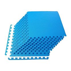 Signature Fitness Puzzel-oefenmat met EVA-schuim in elkaar grijpende tegels voor MMA, oefeningen, gymnastiek en thuissportschool, beschermende vloeren, 1/2 inch dik, 48 vierkante voet, blauw