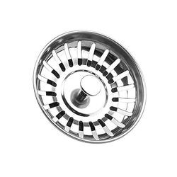Stainless Steel Kitchen Sink Basket Strainer Stopper Combo Basket Replacement for Standard Drains Stainless Steel Body with Rubber Stopper