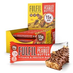 Fulfil Vitamin and Protein Bar (15 x 55 g Bars), Chocolate Peanut Butter Flavour, 20 g High Protein, 9 Vitamins, Low Sugar