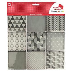 Artemio 9 fogli mosaico grigia autocollante, Multicolore, 9 quadretti di 8 x 8 cm