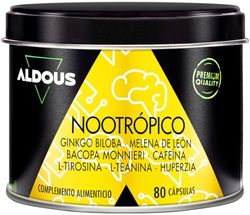Nootropique Naturel - 80 Gélules - Brain Booster - Focus - Mémoire et Concentration, Énergie - Ginkgo Biloba, Lions Mane, Caféine, Bacopa Monnieri, Tyrosine, Théanine, Huperzia - Fabriqué dans l'UE