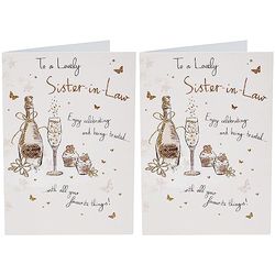 Piccadilly Greetings Traditional Birthday Card Sister In Law,White, 7 x 5 inches (Pack of 2)