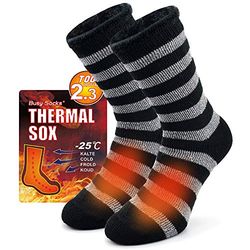 Busy Socks - Calze termiche invernali calde per uomo e donna, extra spessore, isolanti, riscaldanti, calzini per stivali da equipaggio, per temperature estreme, Medium