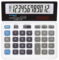 Calculadora de sobremesa DONAU Tech/K-DT4126-09 función raíz de 12 dígitos/ 156x152x28mm/ Color: Blanco/calculadora con Display de 12 dígitos/ 5 años de garantía