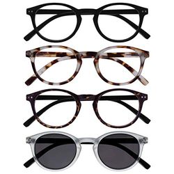 OPULIZE Zen 4 Pacco Occhiali Da Lettura Con Lettore Sole Nero Marrone Cristallo Piccolo Uomo Donna RRRS24-11T2C +3,00