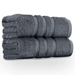GC GAVENO CAVAILIA 550 GSM Hand Towels - Pack of 2 - Egyptian Cotton Towel - Highly Absorbent & Quick Dry Bathroom Towels Sets - Washable Spa Saloon Gym Towel, Charcoal