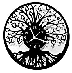Instant Karma Clocks Wall Clock Tree of Life Cosmology Kitchen Home Living Room Bedroom, Wood, Black, 12 inch/ 30cm