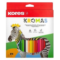 Kores - Kromas: 24 Coloured Pencils for Kids, Beginners and Adults with Soft Lead and Triangular Shape, School Supplies, Set of 24 Assorted Colours, 1 count (Pack of 1)