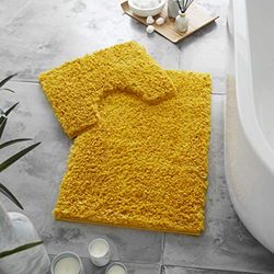 GAVENO CAVAILIA GC Tappetino da bagno antiscivolo, 2 pezzi, extra morbido, ad asciugatura rapida, super assorbente, lavabile, ocra