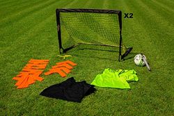 POWERSHOT Netsportic Kids Foot Mini Terrain Kit - perfekt för att återskapa en fotbollsplan för ungdomar! - Det 10 chasubles set Unclue, två fotbollsmål och mer...!