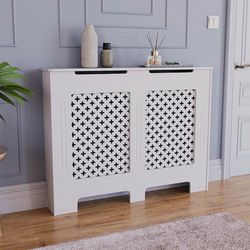 Vida Designs Oxford radiatorhoes, witte traditionele geverfde MDF-kast, medium