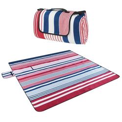 Walser XXL Travel Blanket with Waterproof Backing, Camping Blanket, Holiday Blanket with Carry Handle, Foldable Beach Blanket Red/Blue 200 x 200 cm