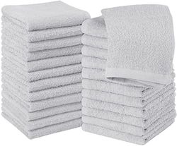 Utopia Towels Cotton Washcloths Set - Pack of 24-100% Ring Spun Cotton, Premium Quality Flannel Face Cloths, Highly Absorbent and Soft Feel Fingertip Towels (24 Pack, Silver)
