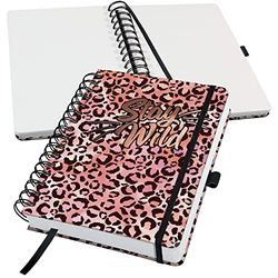 SIGEL JN653 Jolie Spiral notebook, Pink Leo Love, dotted (dot grid), 120 gsm, 16,8 x 21,5 cm, hardcover, 240 pages, Pink, apricot, Black