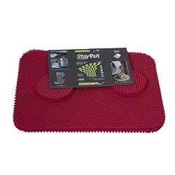 STAYPUT Set de Table/Dessous de Verre Antidérapant Rouge