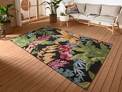 HANSE Home Tropical Flowers - Tapis d'intérieur et d'extérieur - Tissage Plat - Design Floral - Certifié Öko-Tex - Résistant aux intempéries et aux UV - pour Balcon, terrasse, Jardin - Multicolore