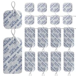 Boston Tech Set de 16 Electrodos Compatibles con TENS EMS de Conector 2 mm Tipo Pigtail (Clavija). 8 Pads de 5x5 cm y 8 de 5x10 cm. Reutilizables con Óptima Adherencia. No Requiere Gel.