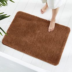 GONICVIN Alfombras de baño, 70 x 120 cm, de Microfibra esponjosa, absorbentes, Antideslizantes, Lavables a máquina, para bañera, Ducha y baño (Bronceado)