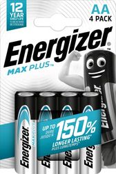 Energizer - MAX PLUS, conjunto de 4 pilhas AA, longa duração para dispositivos exigentes, sem sulfatação e 12 anos vida útil