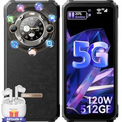 5G Rugged Smartphone Blackview BL9000 con Secondario Schermo, 512GB ROM+24GB RAM, Dimensity 8020, 6.78'' FHD+/120Hz, 8800mAh /120W, 50MP+50MP, NFC/Fingerprint/WiFi6/Android 13 Telefono Indistruttibile