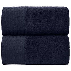 GC GAVENO CAVAILIA Lot de 2 Serviettes de Bain de qualité supérieure 100% Coton ou Super Douces et absorbantes, 600 g/m² Extra Larges, Bleu Marine égyptien