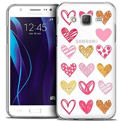 Caseink - Fodral för Samsung Galaxy J7 (J700) [Crystal HD Collection Sweetie Design Doodling Hearts - Styv - Ultratunn - Tryckt i Frankrike]