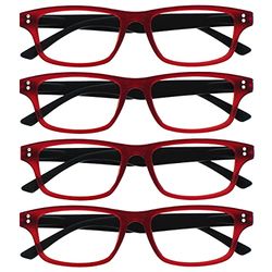 UV Reader Goma Rojo Negro Gafas De Lectura Valor Pack 4 Hombres Mujeres UVR4PK033 +3,00