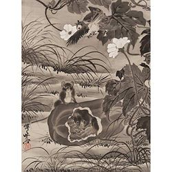 Kyosai Mice Melon Bird Japanese Painting Large Wall Art Poster Print Thick Paper 18X24 Inch