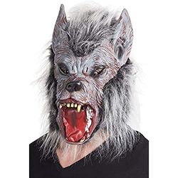 Boland 97515 Masque loup-garou Werewolf en latex avec poils, gris, Taille unique