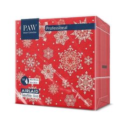 PAW – Airlaid servetter (40 x 40 cm) I 50 stycken I perfekt för jul, vinter, semester I julafton bordsdekoration I Airlaid-servetter tygliknande – snöflingor röda I snöflingor röd