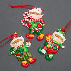 Kerstboom Opknoping Decoraties Elf Holding Geschenken Snoep Kerstboom Muur Thuis Decoratie Ornamenten 3 stks Set