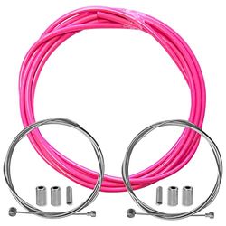 cyclingcolors Guaina freno bicicletta con cavo terminali kit anteriore posteriore compatibile con Shimano Sram città strada vtt performance, Rosa fluo