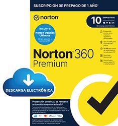 Norton 360 Premium+Utilities 2024-12 meses de suscripción con renovación automática Dark Web Monitoring Secure VPN y Gestor de contraseñas|PC/Mac |10 Dispositivos|Enviado por email