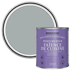Rust-Oleum Peinture Grise Résistante à l'eau pour Faïence de Cuisine, Finition Brillante -Gris Minéral 750ml