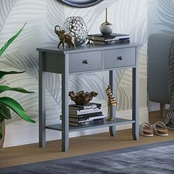 Vida Designs Windsor stolik konsolowy z półką, do salonu, meble do przedpokoju (2 szuflady, szary)