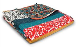 Lush Decor Boho Manta reversível com padrão listrado colorido e boémio, poliéster algodão, turquesa e mandarina, 60" x 50"