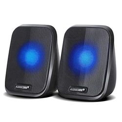 Audiocore AC835 Haut-parleurs stéréo avec rétro-éclairage LED pour PC Portable Smartphone 2x3W RMS USB AUX Compact