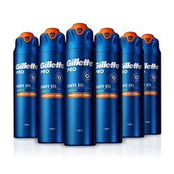 Gillette Pro Gel de Afeitar Hombre para Pieles Sensibles, Pack 6 x 200 ml, Hidrata y Calma la Piel