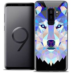 Caseink fodral för Samsung Galaxy S9+ / S9 Plus (6.2) fodral [Crystal Gel HD Polygon Series Animal - mjuk - ultratunn - tryckt i Frankrike] varg