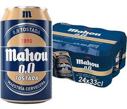 Mahou 0,0 Tostada, Cerveza Lager Refrescante, Ligera y Suave, Sabor Auténtico de Cerveza, 0.0 % Vol Alcohol, Pack de 24 Latas x 33 cl