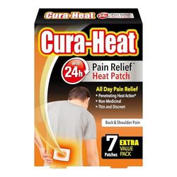 Cura-Heat Back and Shoulder Pain Heat Patch | 7 Patches | Targeted Pain Relief | Pain Relief up to 24h | Penetrating Heat Action