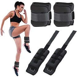 BAKAJI Set med 2 vikter för ankel- och handledsvikter på 0,5 kg aerobic gym träning fitness neopren tyg muskelförstärkning med justerbart spänne och remstängning totalvikt 1 kg