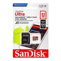SanDisk Ultra 32 GB microSDHC Memory Card + SD Adapter with A1 App Performance Up to 98 MB/s, Class 10, U1